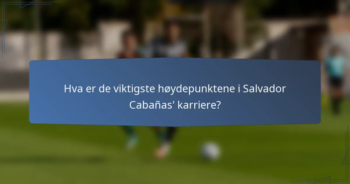Hva er de viktigste høydepunktene i Salvador Cabañas' karriere?